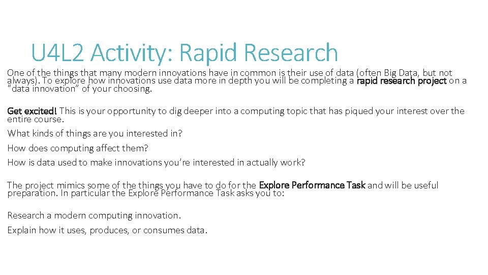 U 4 L 2 Activity: Rapid Research One of the things that many modern