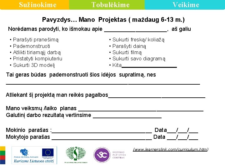 Sužinokime Veikime Tobulėkime Pavyzdys… Mano Projektas ( maždaug 6 -13 m. ) Norėdamas parodyti,