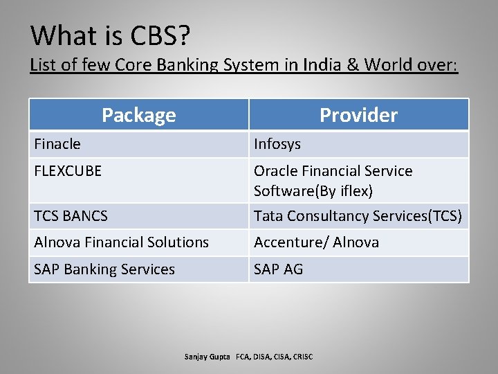 What is CBS? List of few Core Banking System in India & World over: