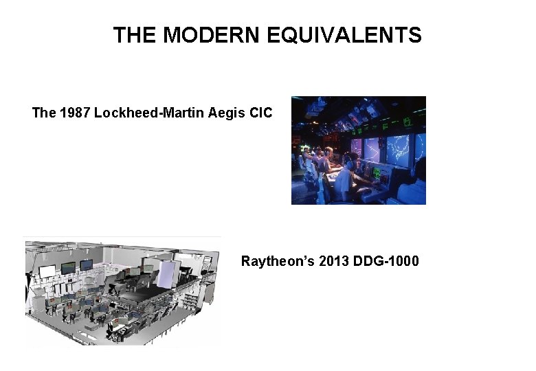 THE MODERN EQUIVALENTS The 1987 Lockheed-Martin Aegis CIC Raytheon’s 2013 DDG-1000 