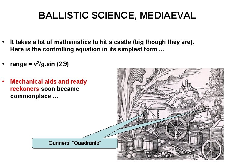 BALLISTIC SCIENCE, MEDIAEVAL • It takes a lot of mathematics to hit a castle