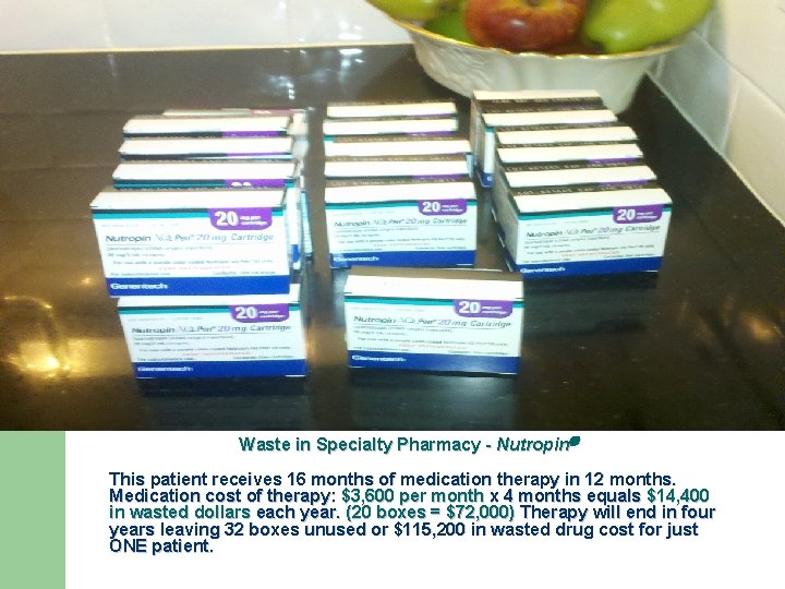 Waste in Specialty Pharmacy - Nutropin This patient receives 16 months of medication therapy