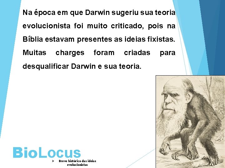 Na época em que Darwin sugeriu sua teoria evolucionista foi muito criticado, pois na