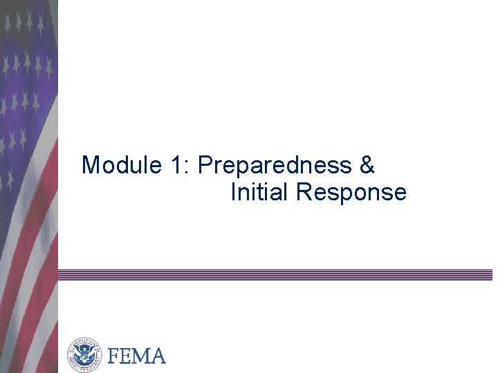 Module 1: Preparedness & Initial Response 