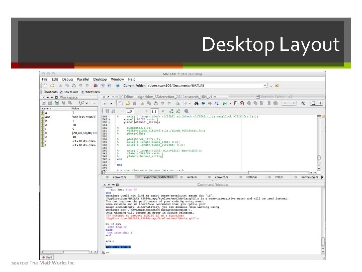 Desktop Layout source: The Math. Works Inc 