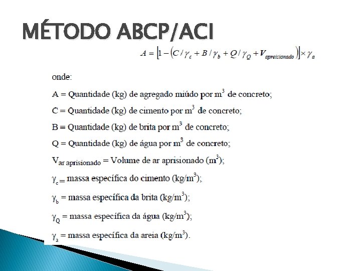 MÉTODO ABCP/ACI 