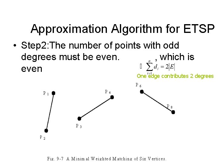 Approximation Algorithm for ETSP • Step 2: The number of points with odd degrees