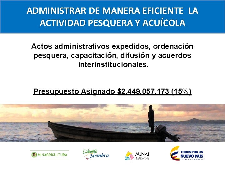 ADMINISTRAR DE MANERA EFICIENTE LA ACTIVIDAD PESQUERA Y ACUÍCOLA Actos administrativos expedidos, ordenación pesquera,