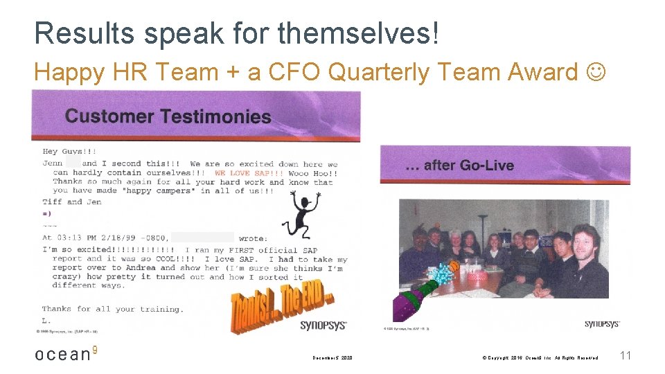 Results speak for themselves! Happy HR Team + a CFO Quarterly Team Award December