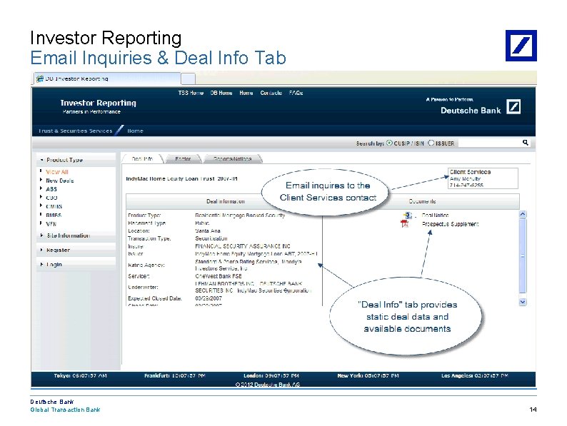 Investor Reporting Email Inquiries & Deal Info Tab — Blank page used to create