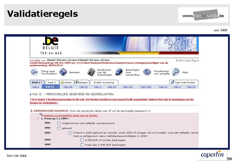 Validatieregels juni 2006 TAX-ON-WEB 59 