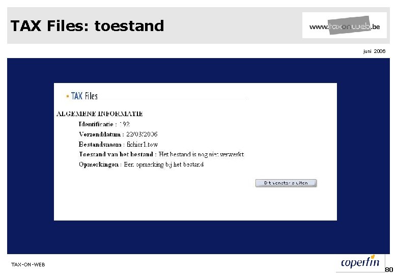 TAX Files: toestand juni 2006 TAX-ON-WEB 80 