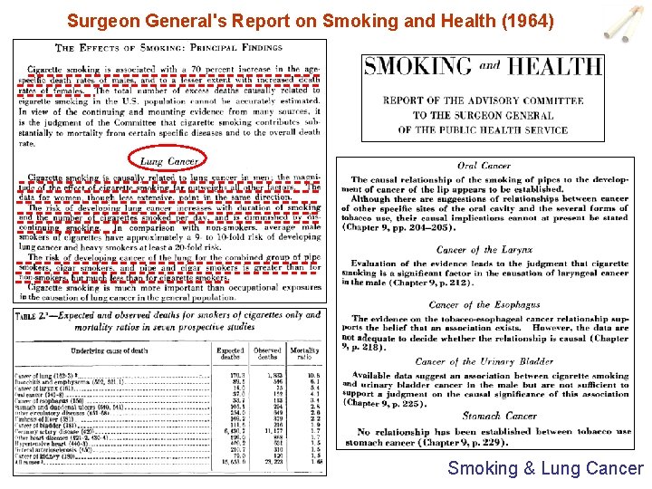 Surgeon General's Report on Smoking and Health (1964) Smoking & Lung Cancer 