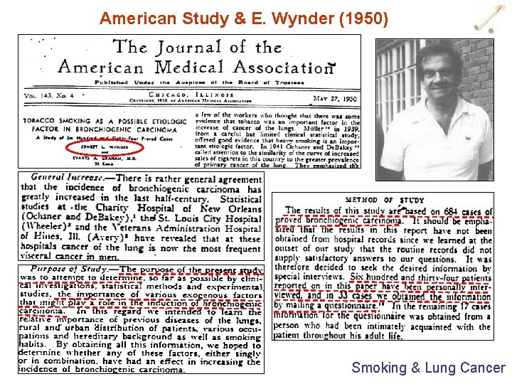 American Study & E. Wynder (1950) Smoking & Lung Cancer 