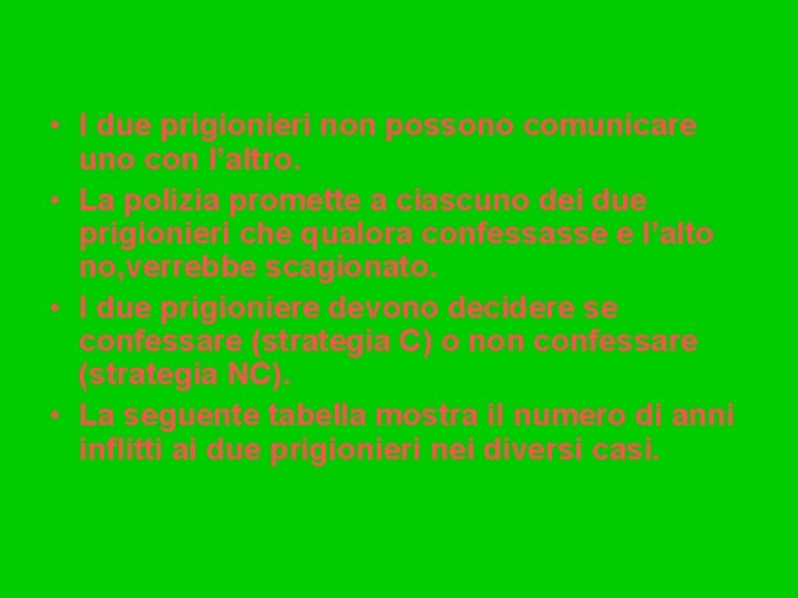  • I due prigionieri non possono comunicare uno con l’altro. • La polizia