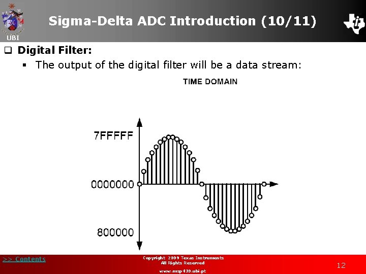 Sigma-Delta ADC Introduction (10/11) UBI q Digital Filter: § The output of the digital