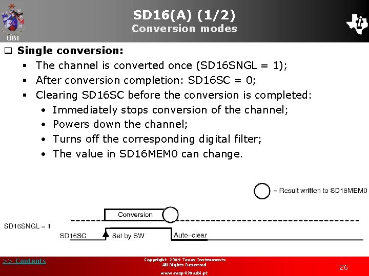 SD 16(A) (1/2) UBI Conversion modes q Single conversion: § The channel is converted