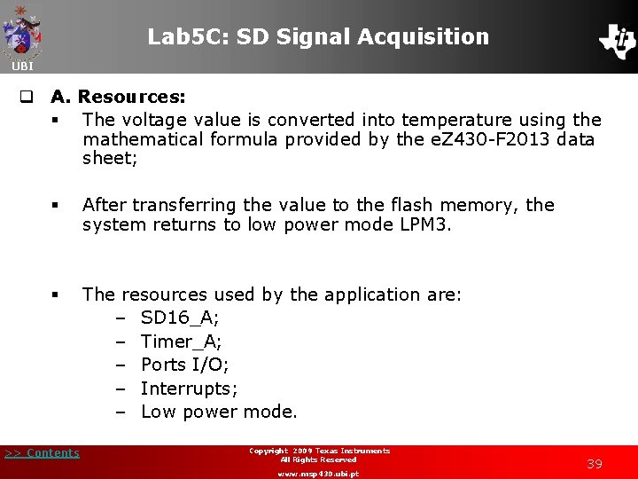 Lab 5 C: SD Signal Acquisition UBI q A. Resources: § The voltage value