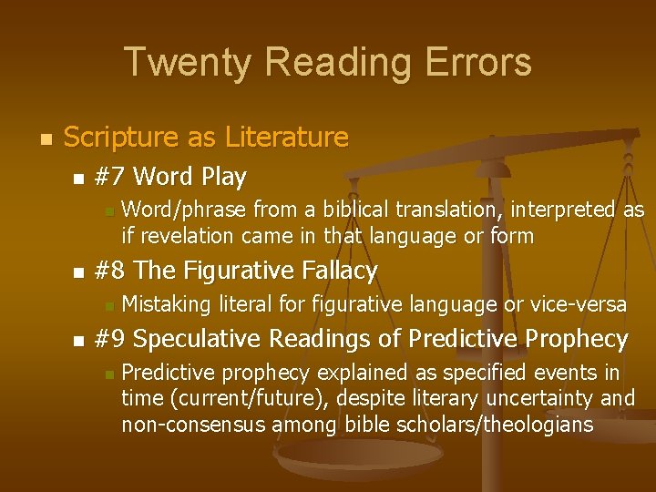 Twenty Reading Errors n Scripture as Literature n #7 Word Play n n #8