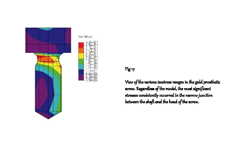 Fig 17 View of the various isostress ranges in the gold prosthetic screw. Regardless