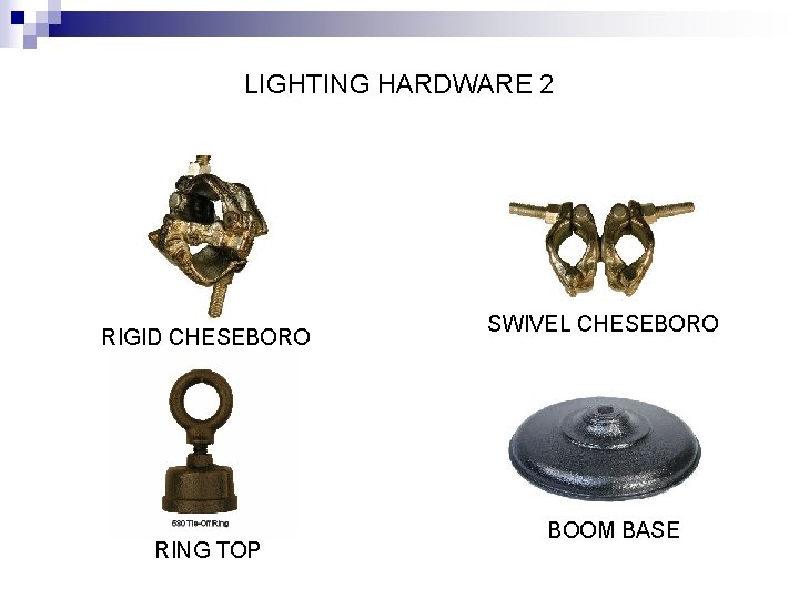 LIGHTING HARDWARE 2 RIGID CHESEBORO RING TOP SWIVEL CHESEBORO BOOM BASE 