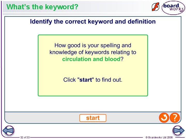 What’s the keyword? 32 of 33 © Boardworks Ltd 2008 