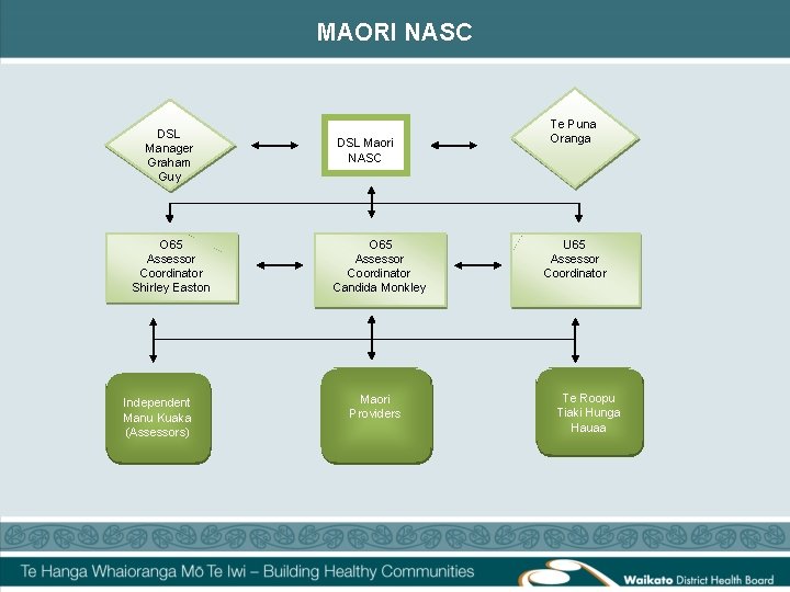 MAORI NASC DSL Manager Graham Guy O 65 Assessor Coordinator Shirley Easton Independent Manu