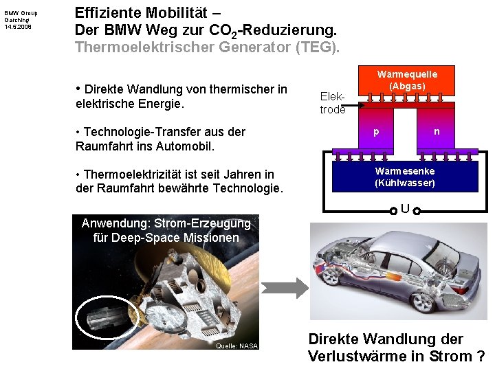 BMW Group Garching 14. 5. 2008 Effiziente Mobilität – Der BMW Weg zur CO