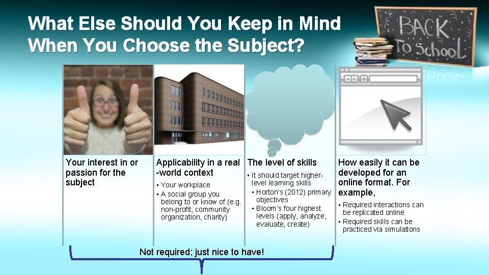 What Else Should You Keep in Mind When You Choose the Subject? Your interest