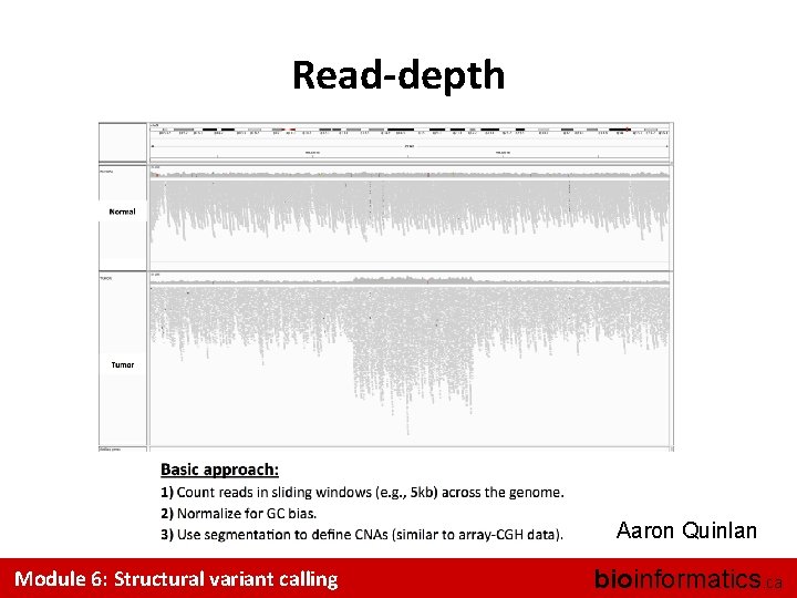 Read-depth Aaron Quinlan Module 6: Structural variant calling bioinformatics. ca 