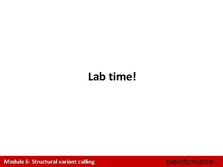 Lab time! Module 6: Structural variant calling bioinformatics. ca 