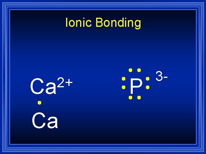 Ionic Bonding 2+ Ca Ca P 3 - 