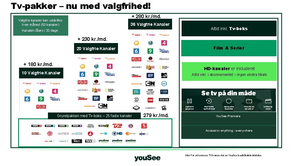 Tv-pakker – nu med valgfrihed! + 280 kr. /md. Valgfrie kanaler kan udskiftes hver