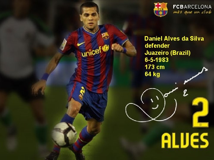 Daniel Alves da Silva defender Juazeiro (Brazil) 6 -5 -1983 173 cm 64 kg