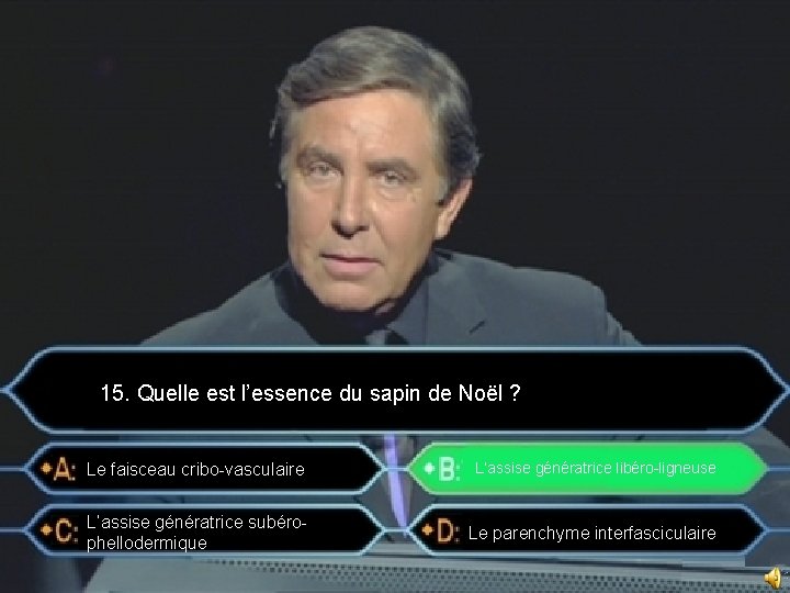 15. Quelle est l’essence du sapin de Noël ? Le faisceau cribo-vasculaire L’assise génératrice