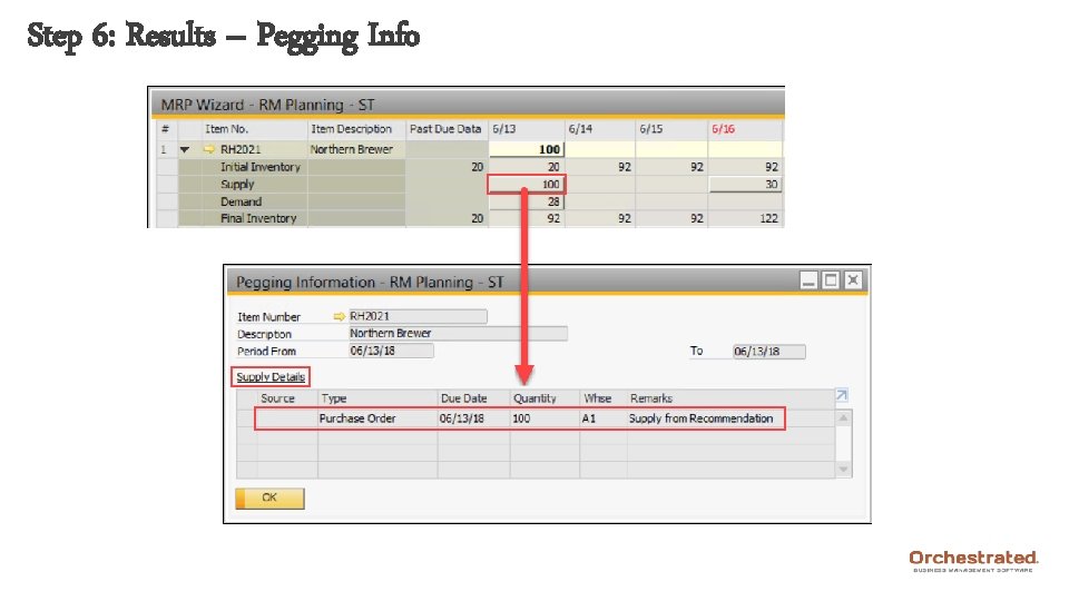 Step 6: Results – Pegging Info 