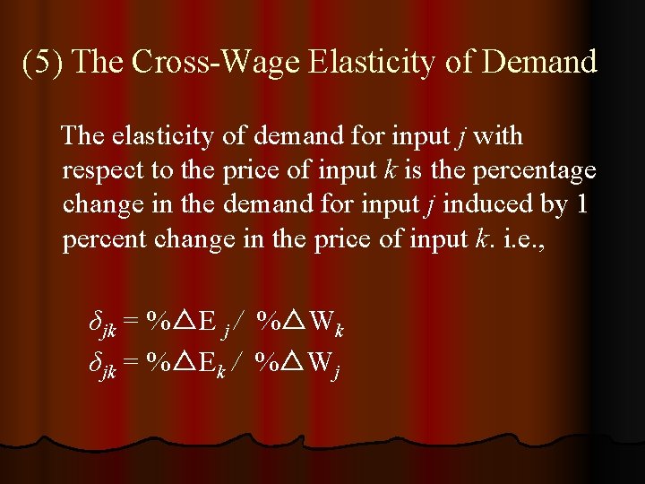 (5) The Cross-Wage Elasticity of Demand The elasticity of demand for input j with