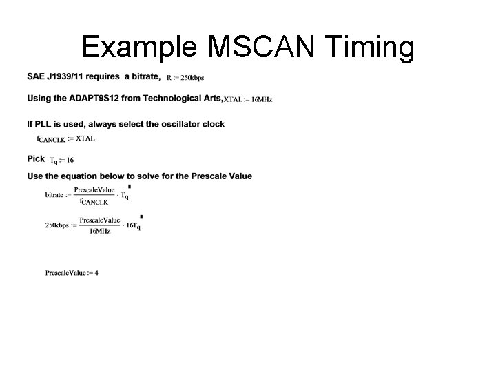 Example MSCAN Timing 