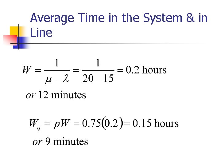 Average Time in the System & in Line 