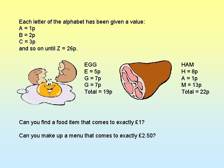 Each letter of the alphabet has been given a value: A = 1 p