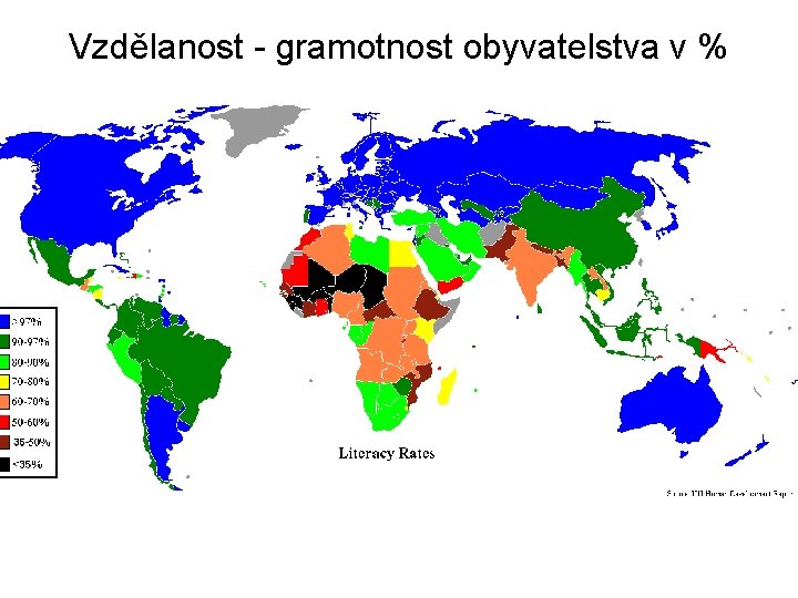 Vzdělanost - gramotnost obyvatelstva v % 