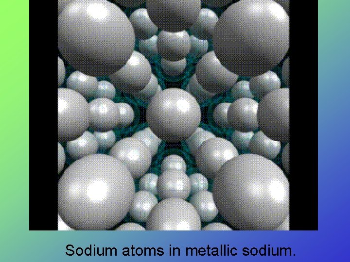Sodium atoms in metallic sodium. Sodium atoms in metallic sodium.