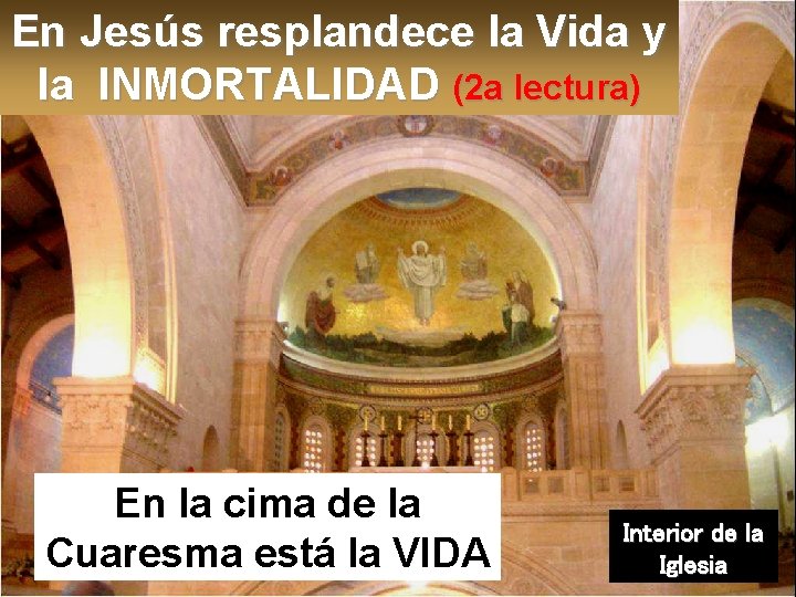 En Jesús resplandece la Vida y la INMORTALIDAD (2 a lectura) En la cima