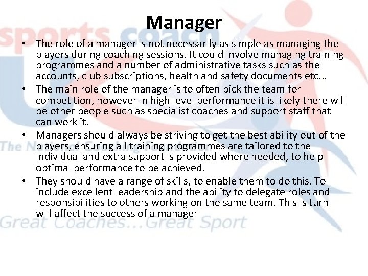 Manager • The role of a manager is not necessarily as simple as managing Manager • The role of a manager is not necessarily as simple as managing