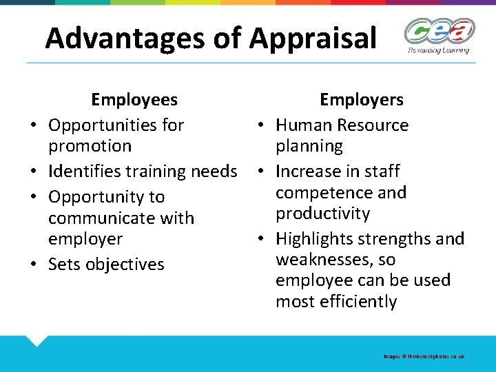 Advantages of Appraisal • • Employees Opportunities for promotion Identifies training needs Opportunity to