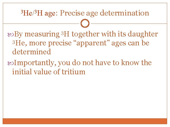 3 He/3 H age: Precise age determination By measuring 3 H together with its