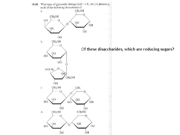 Of these disaccharides, which are reducing sugars? 