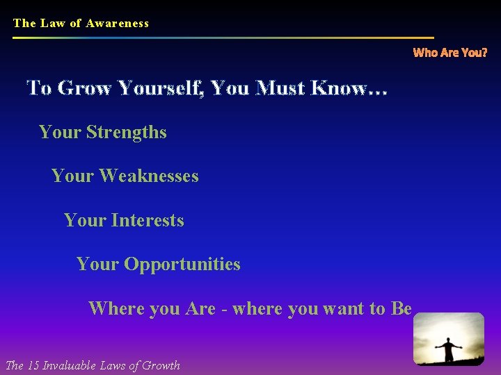 The Law of Awareness Who Are You? To Grow Yourself, You Must Know… Your