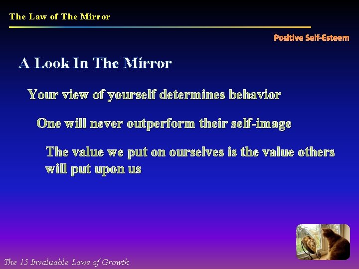 The Law of The Mirror Positive Self-Esteem A Look In The Mirror Your view