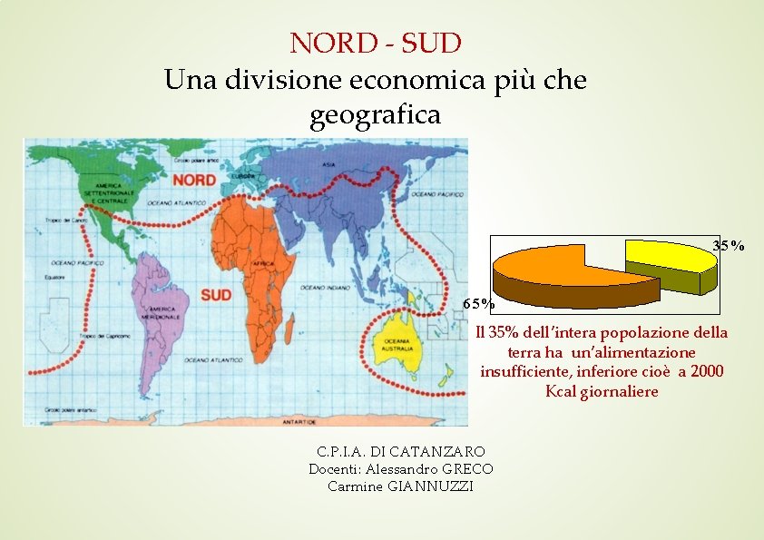 NORD - SUD Una divisione economica più che geografica 35% 65% Il 35% dell’intera